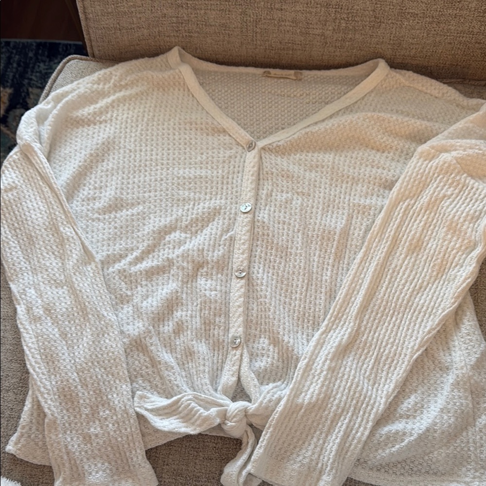 Altar'd State Cream Waffle Knit Cardigan